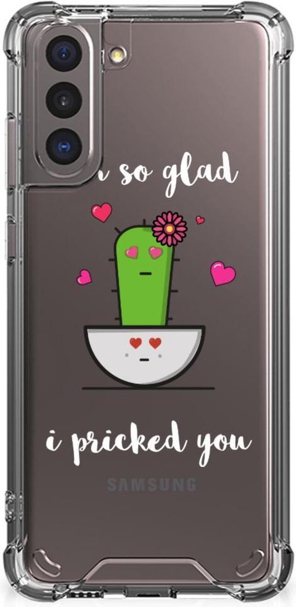 Samsung Galaxy S21 Stevig Bumper Hoesje Cactus Glad
