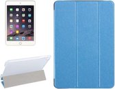 Horizontale leren flip-case met zijdetextuur en drie-uitklapbare houder voor iPad Mini 2019 (blauw)