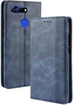 Magnetische gesp Retro textuur horizontale flip lederen tas voor Huawei Honor View 20, met houder & kaartsleuven en portemonnee (blauw)