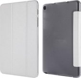 Horizontale leren flip-case met zijdetextuur en drie-uitklapbare houder voor Galaxy Tab P200 (wit)