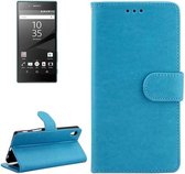 Crazy Horse Texture Horizontale Flip Leren Case met Houder & Kaartsleuven & Portemonnee & Fotolijst voor Sony Xperia Z5 / E6603 / E6653 / E6633 / E6683 (Blauw)