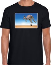 Dieren shirt met kangoeroes foto - zwart - voor heren - Australischie dieren / kangoeroe cadeau t-shirt - kleding S