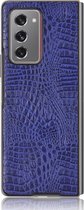 Samsung Galaxy Z Fold 2 5G Hoesje - Mobigear - Croco Serie - Hard Kunststof Backcover - Blauw - Hoesje Geschikt Voor Samsung Galaxy Z Fold 2 5G