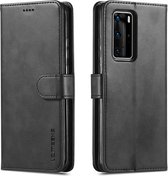 Voor Huawei P40 LC.IMEEKE kalf textuur horizontale flip lederen tas, met houder & kaartsleuven & portemonnee & fotolijst (zwart)