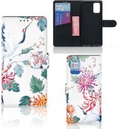Telefoonhoesje Samsung Galaxy A02s Flip Cover Samsung M02s Wallet Bookcase Bird Flowers