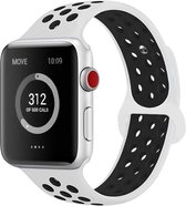 Mobigear Active Siliconen Bandje Geschikt voor Apple Watch Series 7 (45 mm) - Zwart / Wit