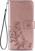 Motorola Edge (2020) Hoesje - Mobigear - Clover Serie - Kunstlederen Bookcase - Roségoud - Hoesje Geschikt Voor Motorola Edge (2020)