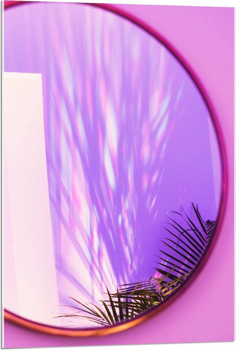 Acrylglas - Spiegel met Roze Rand en Muur - 60x90cm Foto op Acrylglas (Met Ophangsysteem)