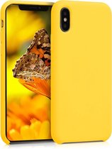 kwmobile telefoonhoesje voor Apple iPhone X - Hoesje met siliconen coating - Smartphone case in stralend geel