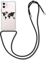kwmobile telefoonhoesje voor Apple iPhone 12 mini - Hoesje met koord in zwart / transparant - Back cover voor smartphone