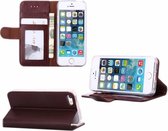 iPhone 5 / 5S / SE Lederen Wallet Style Case Hoesje Bruin