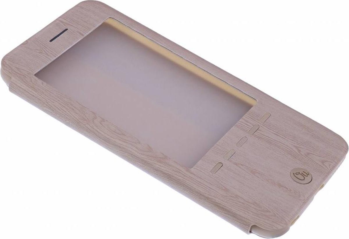 OU Case Goud Wood look Window Cover Hoesje voor iPhone 6+ (Plus) / 6S+ (Plus)