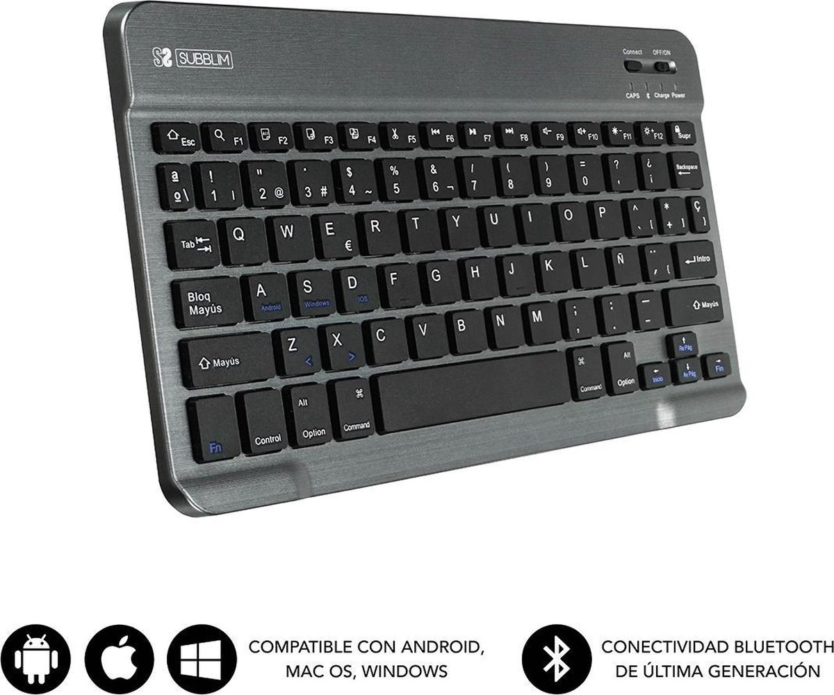 Keyboard Subblim Teclado Bluetooth Smart BT Keyboard Grey Spanish Qwerty Grey