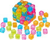 Relaxdays herbruikbare ijsblokjes - 100 - gekleurd - ijsklontjes - van plastic - vierkant