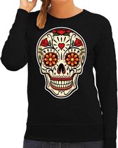 Sugar skull fashion sweater rock / punker zwart voor dames L