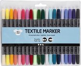 20x marqueurs textiles colorés à base d'eau - Stylos en tissu / textile à double pointe de différentes couleurs