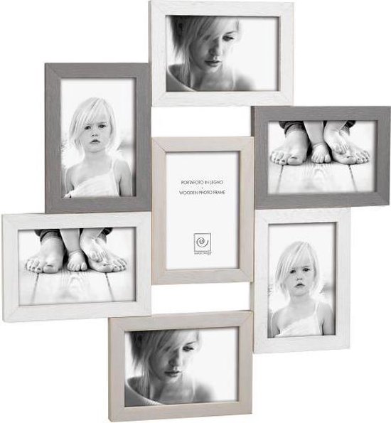 Mascagni Multi fotolijst hout voor 7 foto's 10x15, afmeting: 49x51,6 cm WE A968 | bol.com