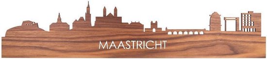 Skyline Maastricht Notenhout - 100 cm - Woondecoratie - Wanddecoratie - Meer steden beschikbaar - Woonkamer idee - City Art - Steden kunst - Cadeau voor hem - Cadeau voor haar - Jubileum - Trouwerij - WoodWideCities