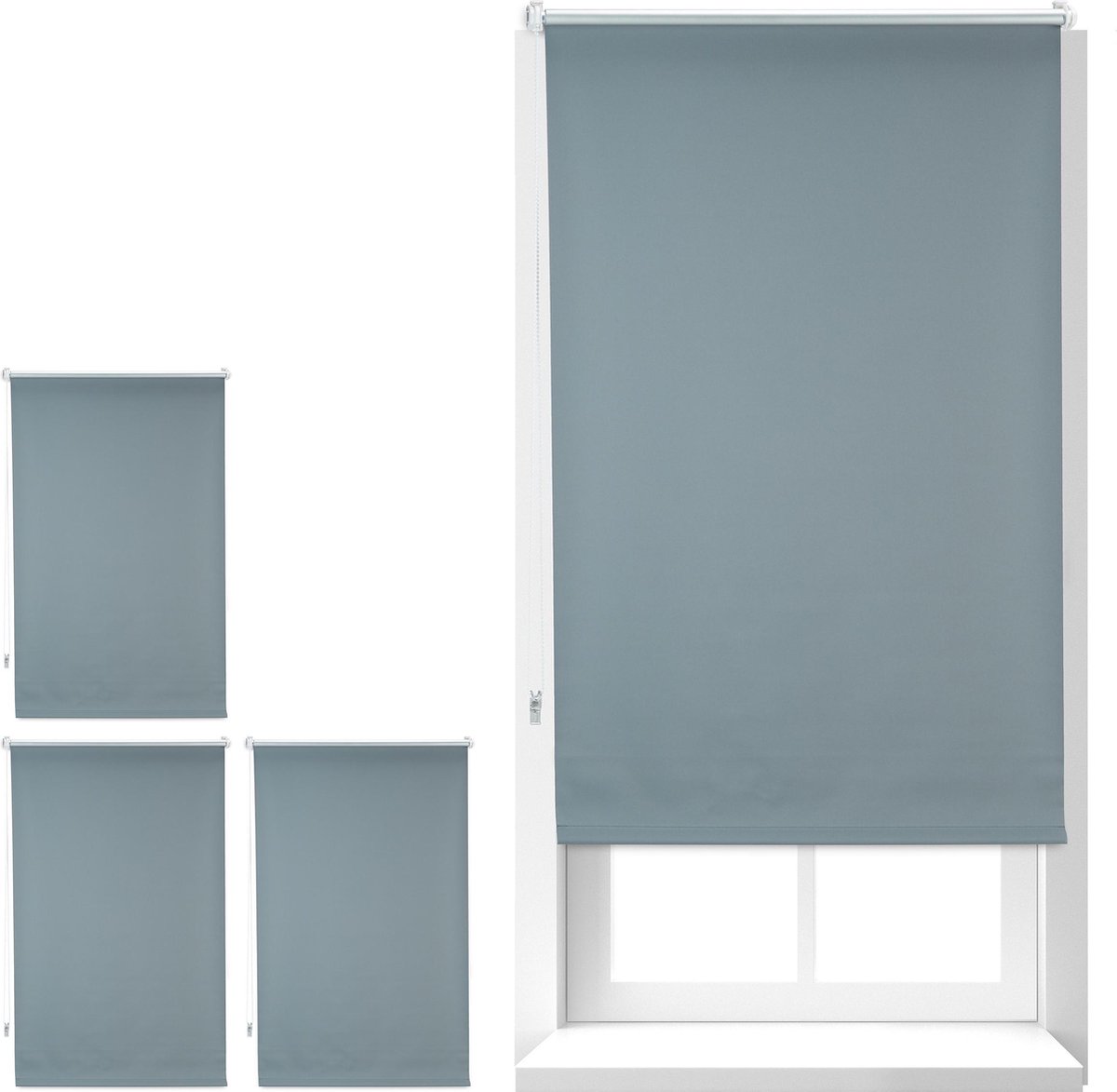 Relaxdays 4x verduisteringsrolgordijn grijs - thermo rolgordijn zonder boren - 60x160