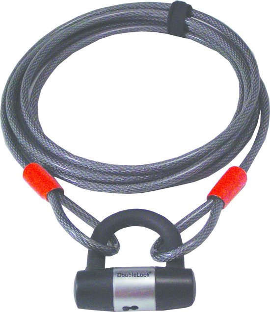 DoubleLock Staalkabel - diameter 10mm - 500cm - beugelslot met ruime beugel - zwart - DoubleLock