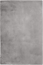 Handgeweven, zacht en effen vloerkleed Cha Cha - zilver - 120x170 cm