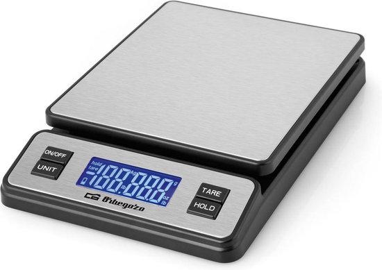 Soehnle Keukenweegschaal Orbegozo PC 5500 Industriële Keukenweegschaal - Max. 200 Kg, Roestvrij Stalen Oppervlak 39x31 Cm, Tarrafunctie Scale For Food
