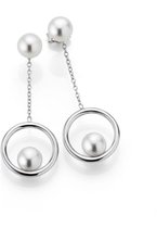 Adriana Oorknopjes  zilver 925 rhod. 4 Zoetwater ronde Wit 6-7mm Romantica R166