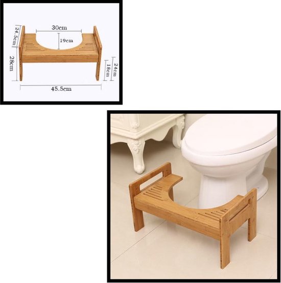 Decopatent® Bamboe Toiletkrukje - WC krukje - Juiste zithouding op het toilet - Betere stoelgang door natuurlijke hurkhouding - Merkloos
