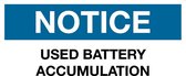 Sticker 'Notice: Used battery accumulation' 200 x 100 mm