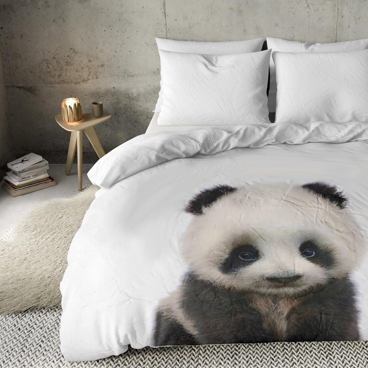 Y-NOT - Baby Panda - Dekbedovertrek - Katoen Tweepersoons - 200x200/220 cm - Wit | bol.com