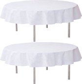 2x Witte ronde tafelkleden/tafellakens 180 cm stof - Ronde tafelkleden Opaque White - Witte tafeldecoraties - Wit thema