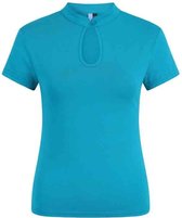 Dancing Days Top -L- Mandarin collar Turquoise