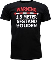 WARNING 1,5 Meter Afstand Houden T-Shirt Twee Kanten - Hoge Kwaliteit