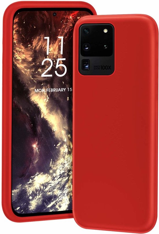 Shield Case Coque en silicone Samsung Galaxy S20 Ultra - Rouge + Protecteur d'écran en verre