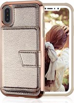 geschikt voor Apple iPhone Xr wallet case met spiegel - goud