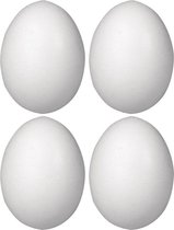 4x Piepschuim ei decoratie 10 cm hobby/knutselmateriaal - Knutselen DIY eieren beschilderen - Pasen thema paaseieren eitjes wit