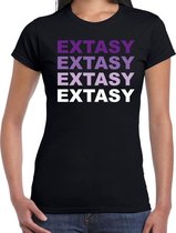 Extasy drugs fun t-shirt zwart  met  paarse bedrukking dames XL