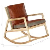 Schommelfauteuil echt leer en massief mangohout bruin (incl. Stoepkrijt)