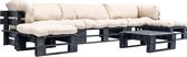 6-delige Loungeset pallet met zandkleurige kussens FSC hout