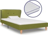 Bed met traagschuim matras stof groen 90x200 cm