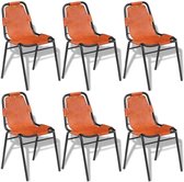 Eetkamerstoelen 6 st echt leer bruin