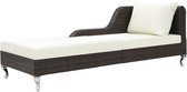 Ligbed met kussen poly rattan bruin