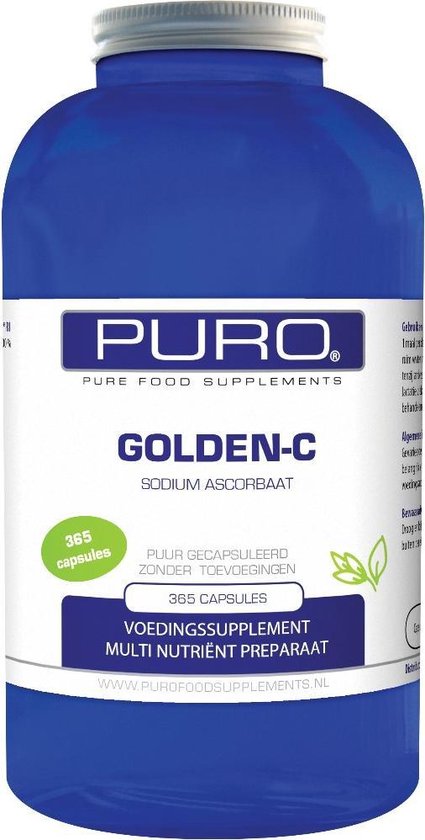 Tegen Misbruik schot Puro Golden C 365 capsules (goed opneembaar, maagvriendelijke vitamine C) |  bol.com
