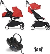 Babyzen YOYO² buggy COMPLEET / FULL SET 0+ en 6+ rood frame wit incl. YOYO² BeSafe autostoel zwart