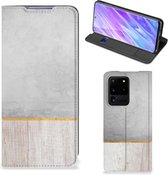 Geschikt voor Samsung Galaxy S20 Ultra Book Wallet Case Wood Concrete