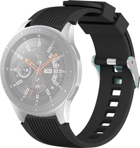 Siliconen bandje geschikt voor Samsung Galaxy Watch (46 MM), Gear S3 en Watch 3 (45 MM) - vertical Stripe - one size - Zwart