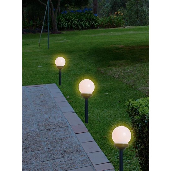 4x Buiten/tuin LED bollen stekers Noah solar verlichting 27 cm -  Tuinverlichting -... | bol.com