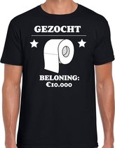 Gezocht wc papier beloning 10.000 euro tekst t-shirt zwart heren S