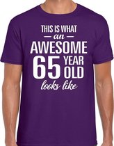 Awesome 65 year / 65 jaar cadeau t-shirt paars heren L