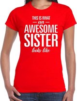 Awesome sister tekst t-shirt rood dames M